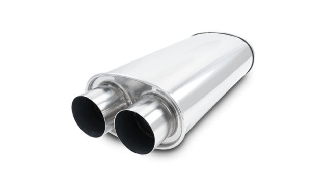 Vibrant Performance - 10535 - STREETPOWER Oval Muffler, 2.50 in. Inlet/Outlet (Dual In/Out) - 15.00 in. Body Length