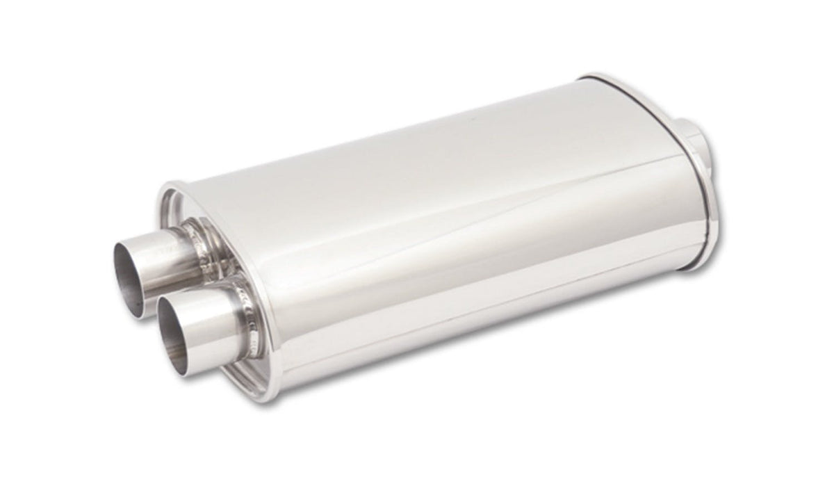 Vibrant Performance 1110 Oval Muffler, 2.5 inch inlet (Center In - Dual Out)