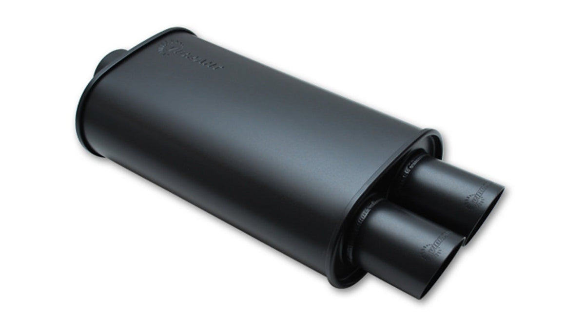 Vibrant Performance 1155 Flat Black Oval Muffler with Dual Tips (4 inch inlet)