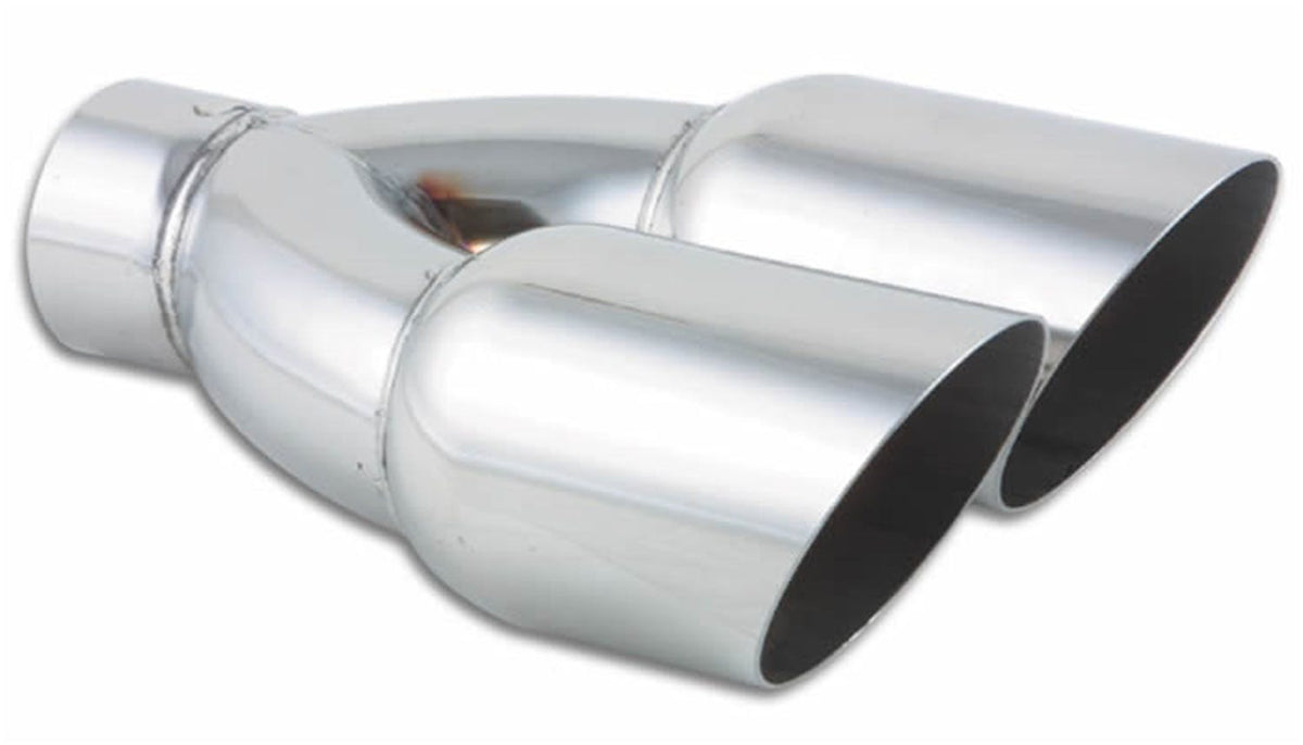 Vibrant Performance 1333 2.5. inch ID Dual 3.5 inch Round Stainless Steel Tips (Single Wall, Angle Cut)