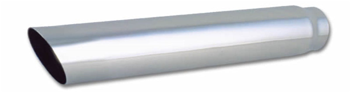 Vibrant Performance 1557 4 inch Round Stainless Steel Tip (Single Wall, Angle Cut) - 3 inch inlet, 20 inch Long