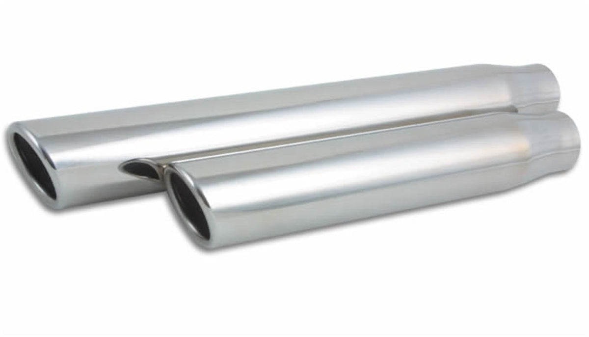 Vibrant Performance 1578 3.5 inch Round Stainless Steel Tip (Single Wall, Angle Cut) - 3 inch inlet, 11 inch Long