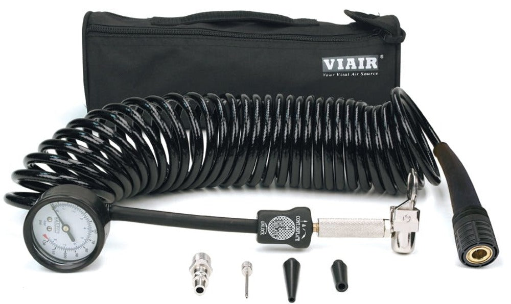 VIAIR 00029 5 in 1 Deflator/Inflator  25 Ft. Inside Braided Coil Hose  120 psi Inline G