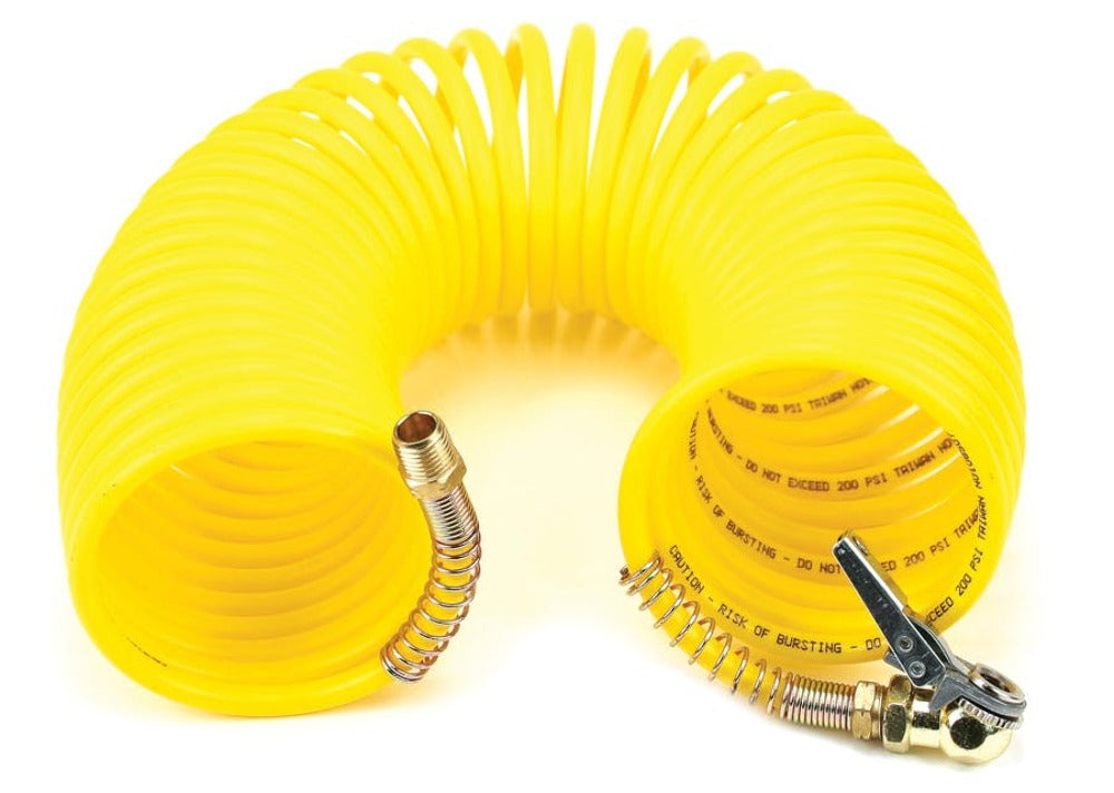 VIAIR 00037 35 Ft. Coil Hose  with 1/4in M Swivel  with Close Ended Clip-On Chuck