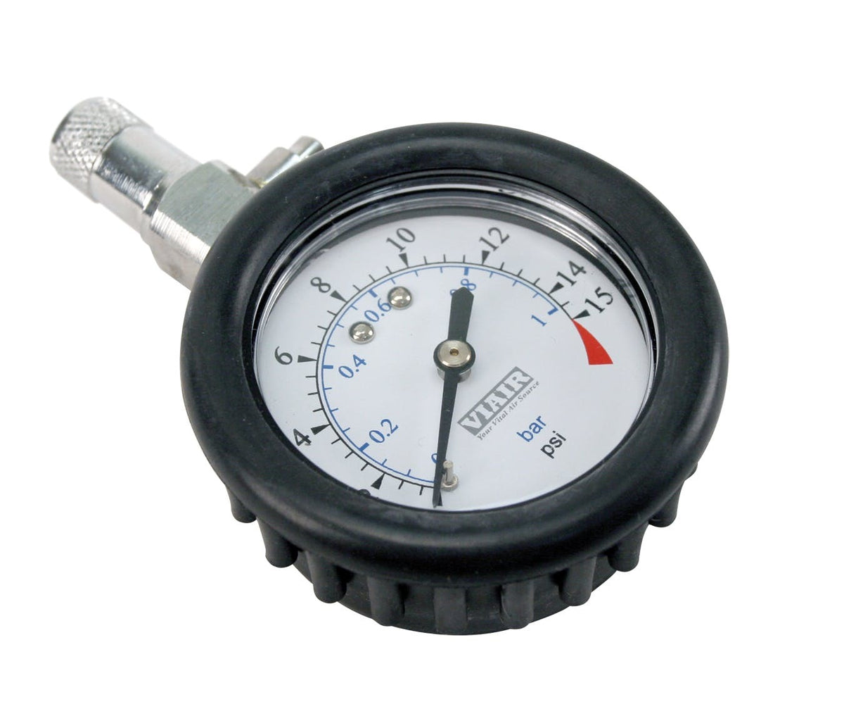 VIAIR 90058 2.0in Tire Gauge w/Boot 0 to 15 PSI