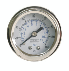 VIAIR 90084 1.5in Single Needle Gauge White Face  No Light  160 PSI