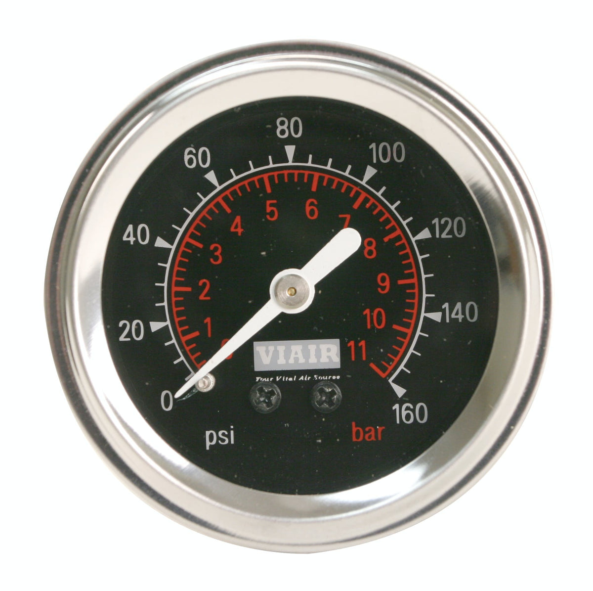 VIAIR 90088 2in Single Needle Gauge Black Face  Illuminated  160 PSI