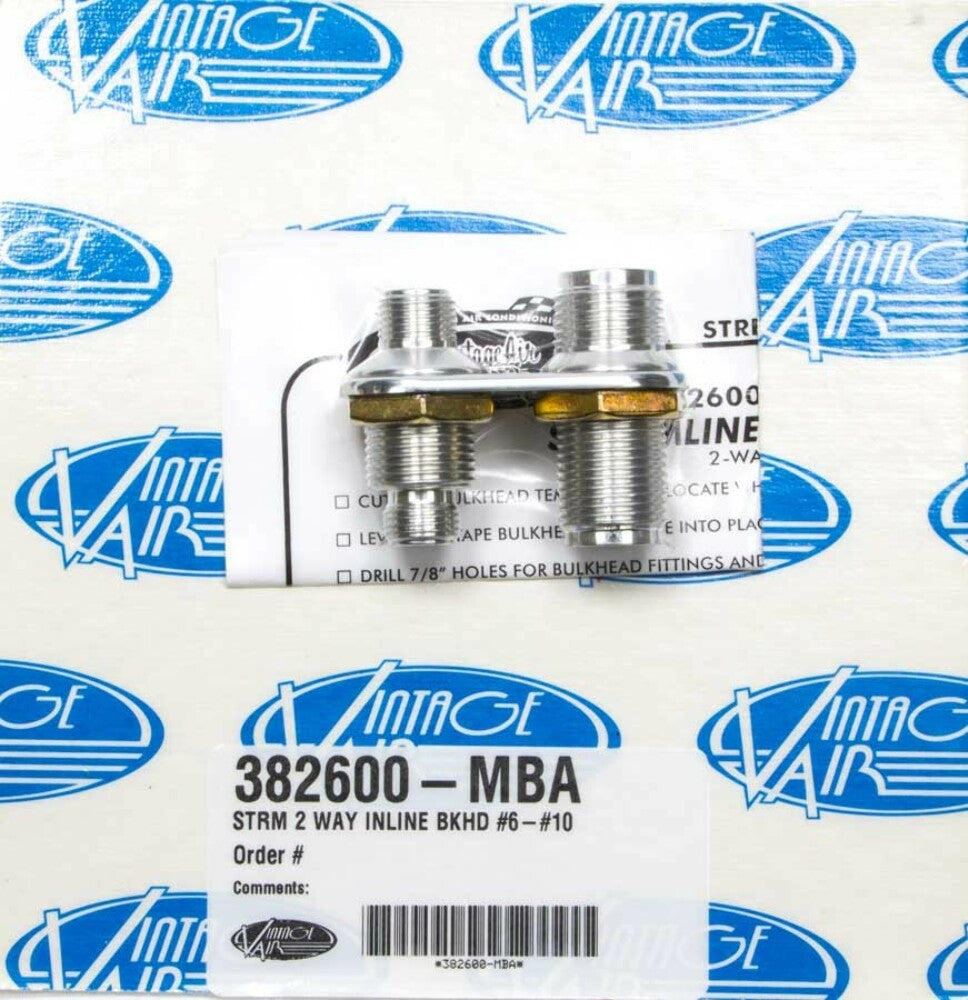 VINTAGE AIR 2 Way In Line Bulkhead #6 and #10 O-Ring 382600-MBA