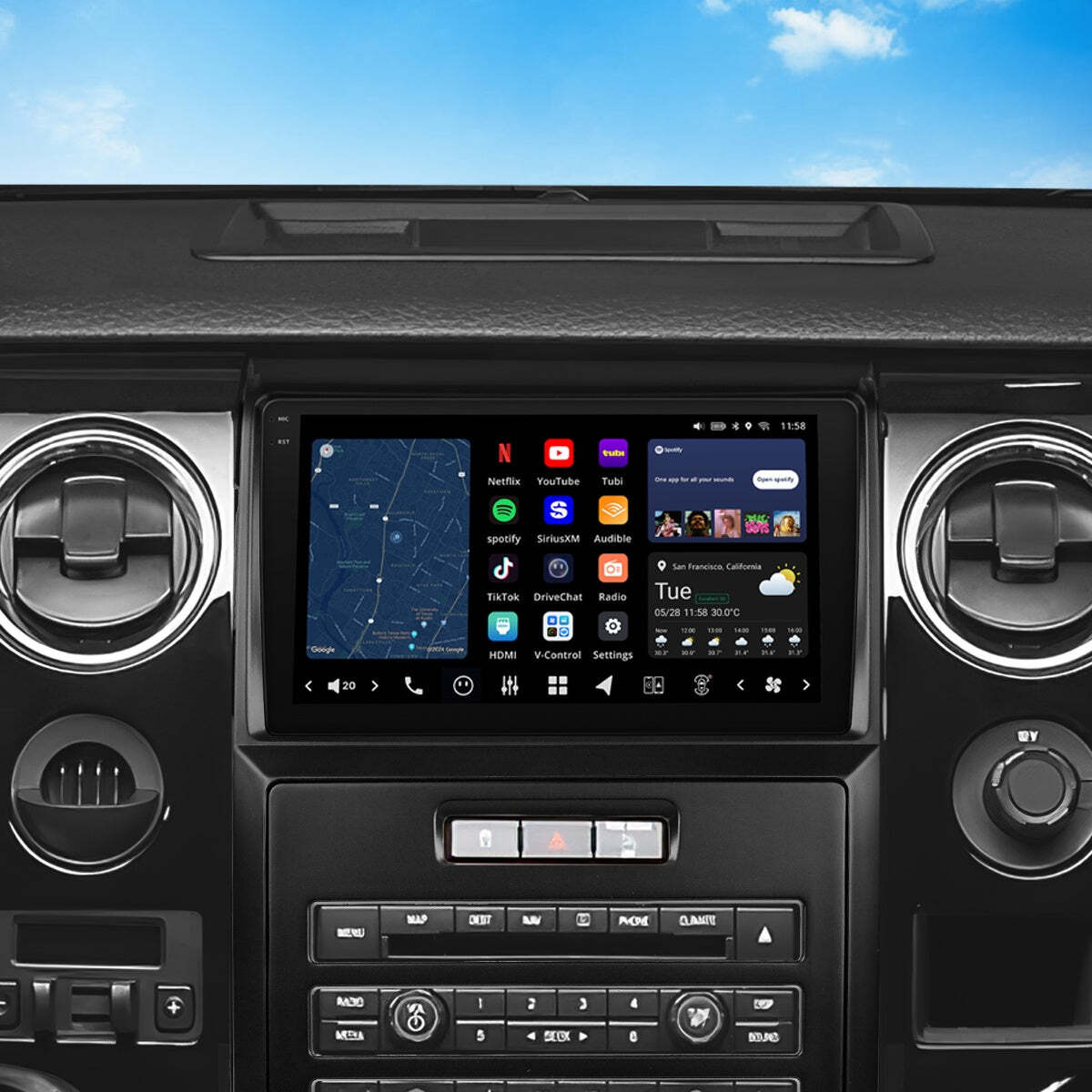 VINLAND VISION 9" Custom-Fit Car Stereo for Ford F-150 2009-2012 with Factory Navigation V13F1A09N-MRR-FO1