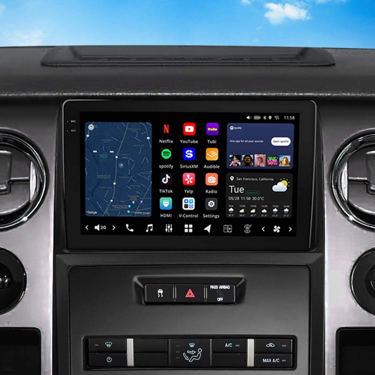 VINLAND VISION 9" Custom-Fit Car Stereo for Ford F-150 2009-2012 without Factory Navigation V13F1B09N-MRR-FO1