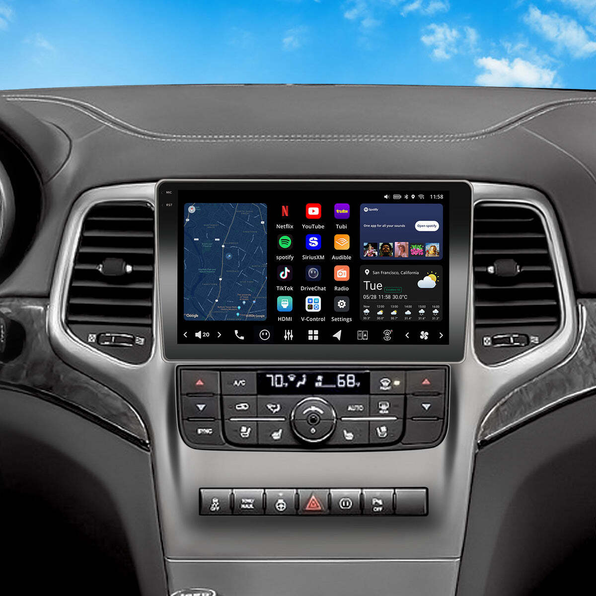 VINLAND VISION 9" Custom-Fit Car Stereo for Jeep Grand Cherokee 2011-2013 V13GC109N-MRR-CH1