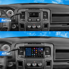 VINLAND VISION 9" Custom-Fit Car Stereo for Dodge Ram Manual AC 2013-2018 - Mirror Chrome V13R1M09N-MRR-CH3
