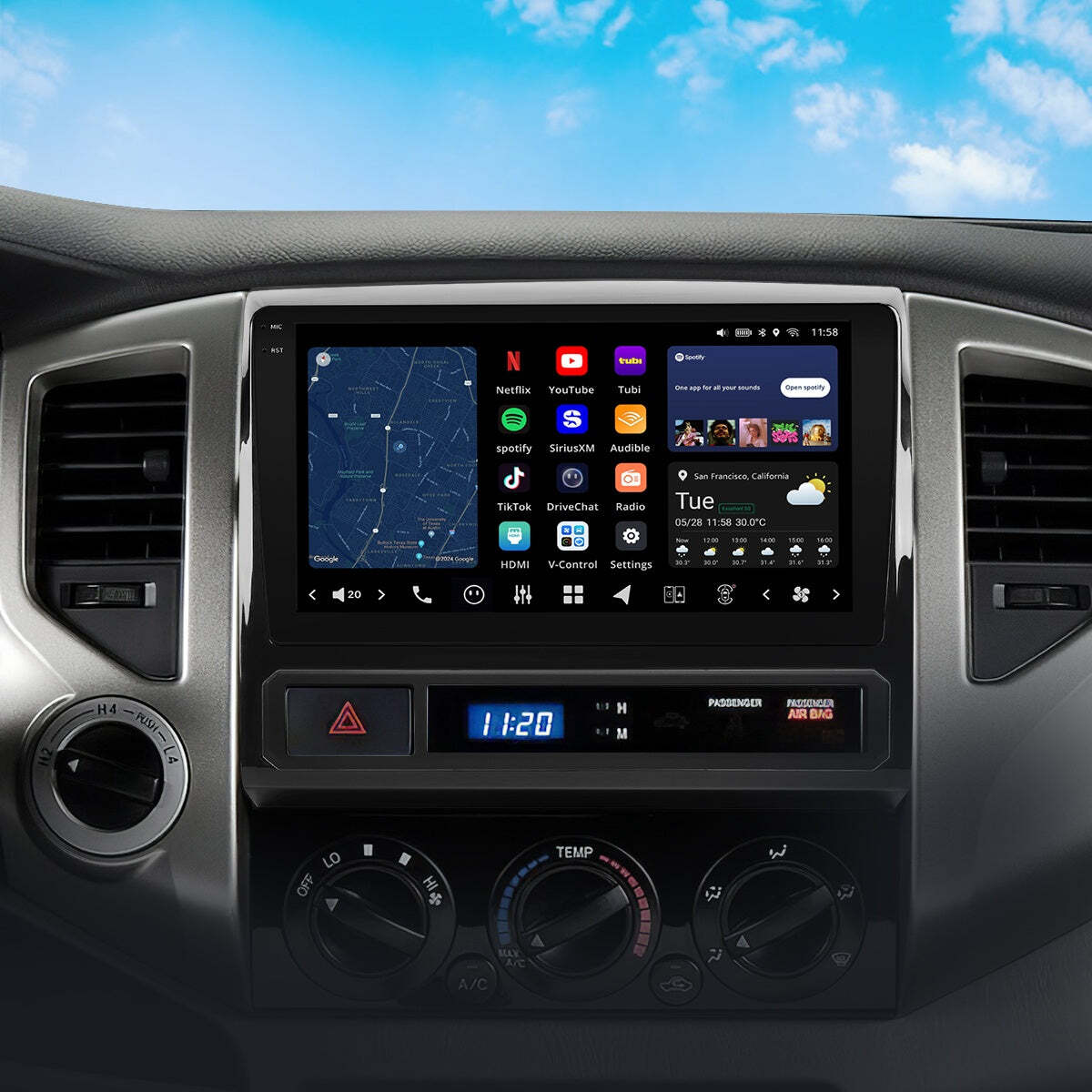 VINLAND VISION 9" Custom-Fit Car Stereo for Toyota Tacoma 2005-2015 - Mirror Dark V13TA109N-MRR-TO2