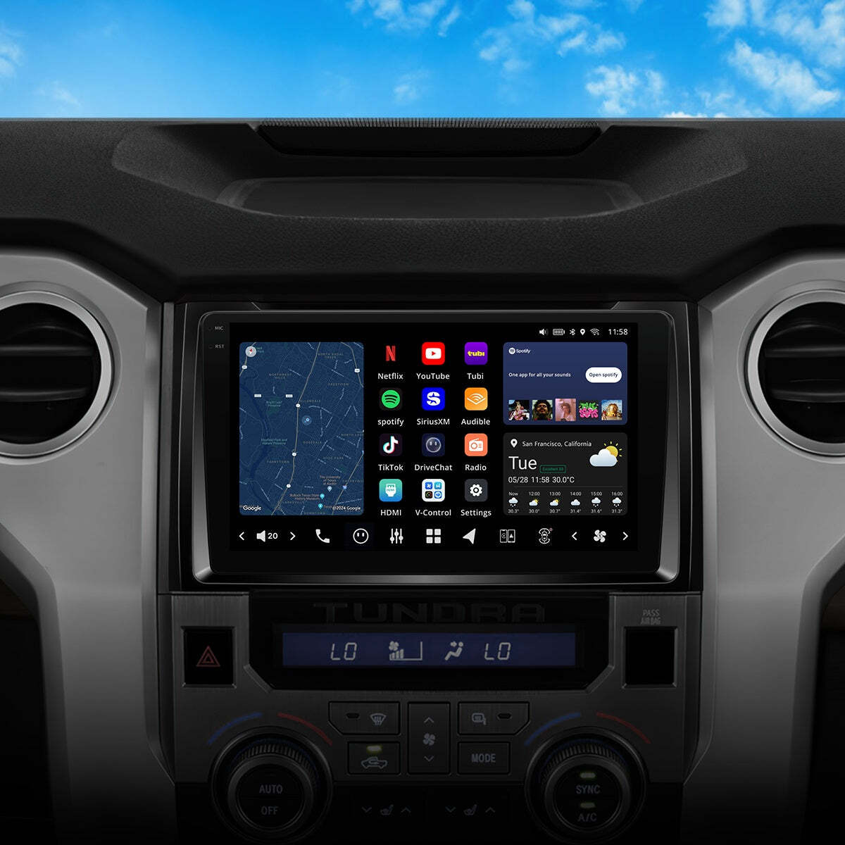 VINLAND VISION 9" Custom-Fit Car Stereo for Toyota Tundra 2014-2017 - Mirror Black V13TU209N-MRR-TO3