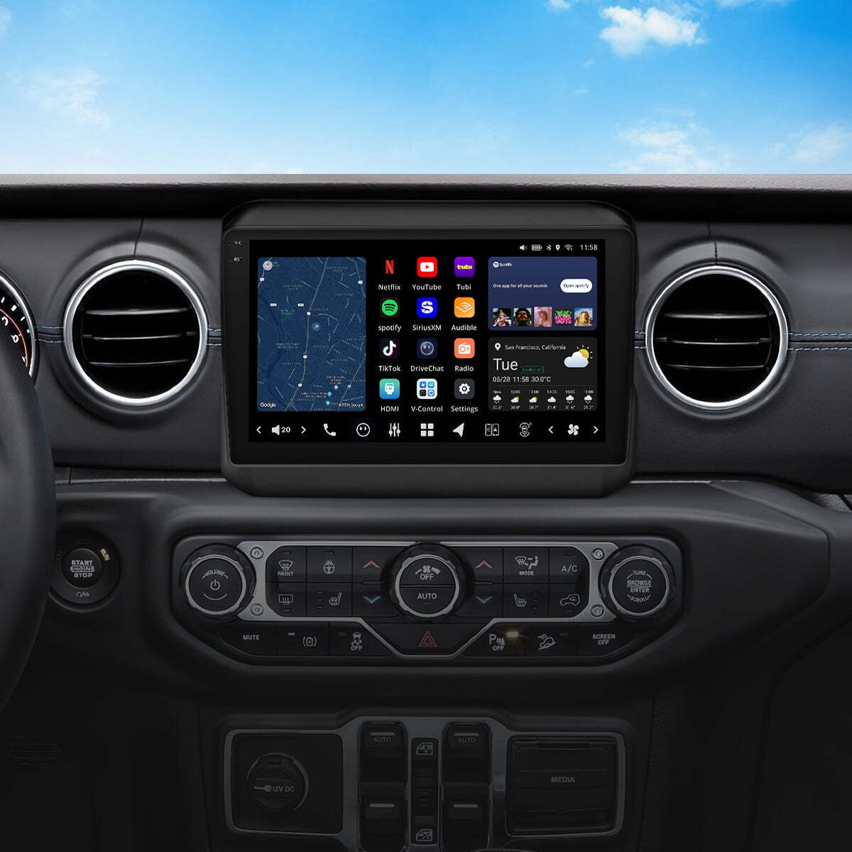 VINLAND VISION 9" Custom-Fit Car Stereo for Jeep Wrangler (JL) 2018-2023 & Gladiator (JT) 2020-2023 V13WR109N-MRR-CH3