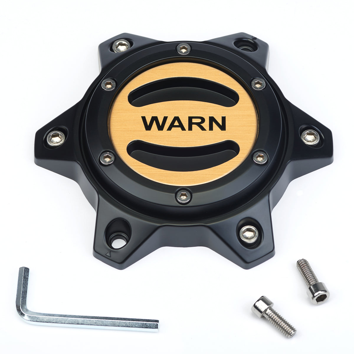 WARN REPLACEMENT WHEEL CENTER CAP - BLACK/GOLD 6 LUG 104481