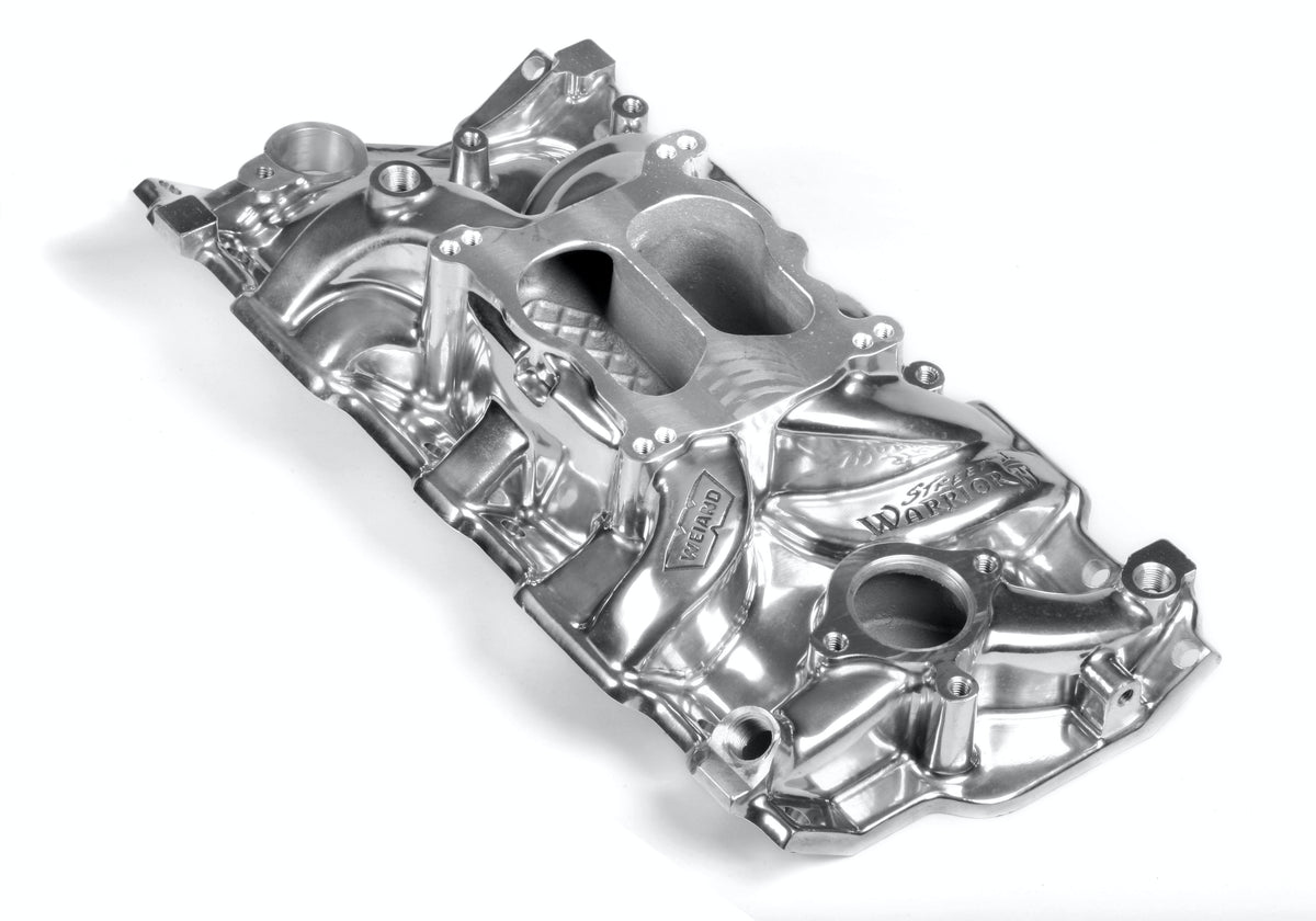 Weiand 8125P MANIFOLD - SBC SPREAD BORE - POLISH