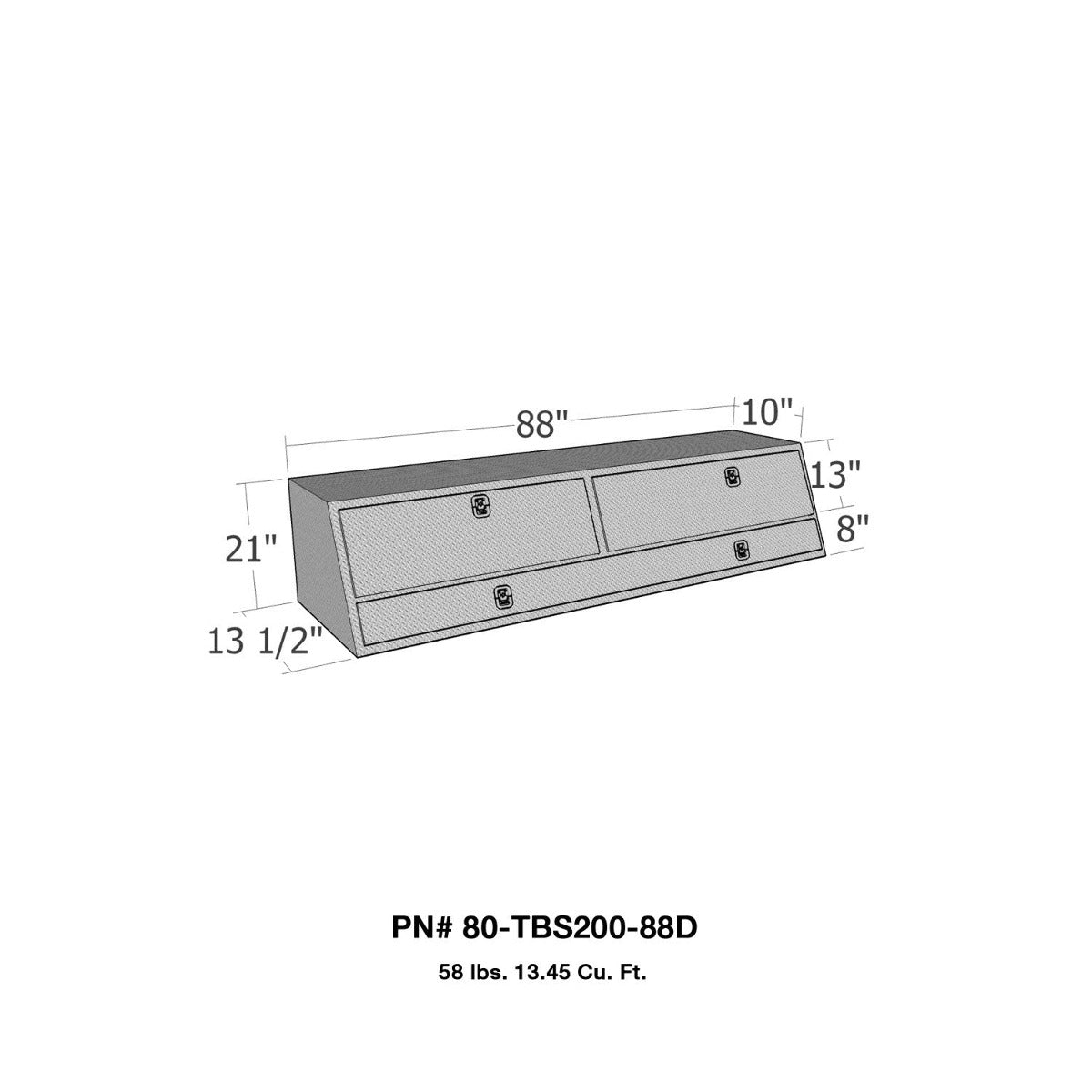 Westin Automotive 80-TBS200-88D Contractor TopSider 88in w/ Doors Overall Dims: 88x13.5x21