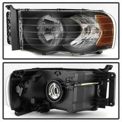 XTUNE POWER 5014313 Dodge Ram 1500 02 05 Dodge Ram 2500 3500 03 05 Amber Crystal Headlights Black