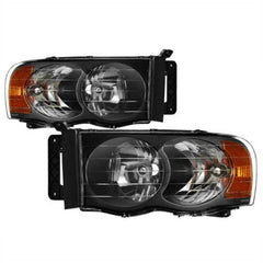 XTUNE POWER 5014313 Dodge Ram 1500 02 05 Dodge Ram 2500 3500 03 05 Amber Crystal Headlights Black