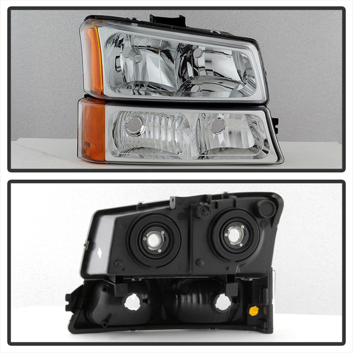 XTUNE POWER 5064912 Chevy Silverado 1500 2500 3500 03 06 Chevy Silverado 1500HD 03 07 Chevy Silverado 2500HD 03 06 Crystal Headlights with Bumper Lights Chrome