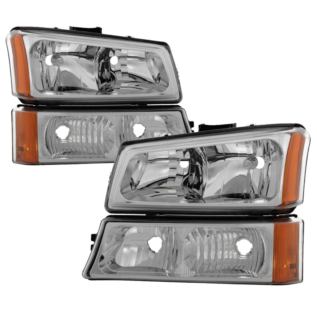 XTUNE POWER 5064912 Chevy Silverado 1500 2500 3500 03 06 Chevy Silverado 1500HD 03 07 Chevy Silverado 2500HD 03 06 Crystal Headlights with Bumper Lights Chrome