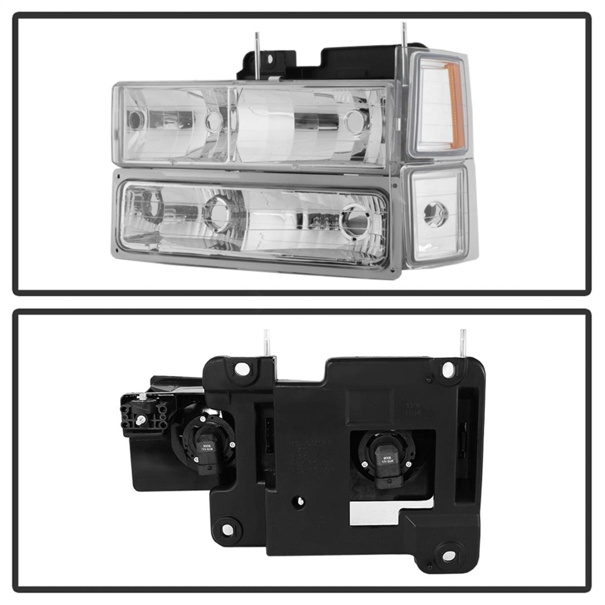 XTUNE POWER 5069535 Chevy C K Series 1500 2500 3500 94 98 Chevy Tahoe 95 99 Chevy Silverado 94 98 Chevy Suburban 94 98 Chevy Suburban 94 98 ( Not Compatible With Seal Beam Headlight ) Headlights with Corner and Parking Lights 8pcs sets Chrome