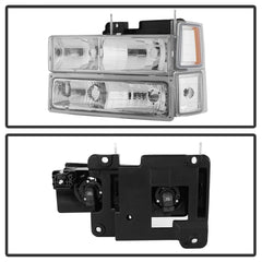 XTUNE POWER 5069535 Chevy C K Series 1500 2500 3500 94 98 Chevy Tahoe 95 99 Chevy Silverado 94 98 Chevy Suburban 94 98 Chevy Suburban 94 98 ( Not Compatible With Seal Beam Headlight ) Headlights with Corner and Parking Lights 8pcs sets Chrome