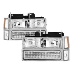 XTUNE POWER 5069559 94 98 Chevy C K C 10 1500 2500 3500 92 99 Tahoe 92 99 Suburban 94 98 Silverado 92 94 Blazer Full Size (Will Not Fit Seal Beam Headlights) Corner LED Bumper Headlights Chrome