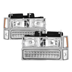 XTUNE POWER 5069559 94 98 Chevy C K C 10 1500 2500 3500 92 99 Tahoe 92 99 Suburban 94 98 Silverado 92 94 Blazer Full Size (Will Not Fit Seal Beam Headlights) Corner LED Bumper Headlights Chrome