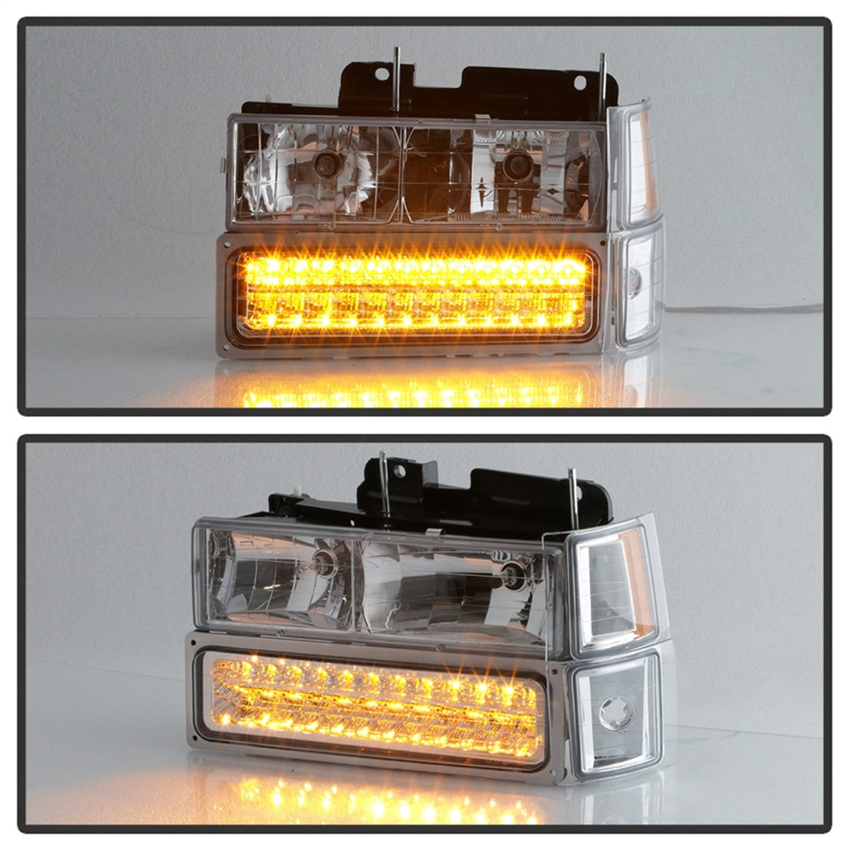 XTUNE POWER 5069559 94 98 Chevy C K C 10 1500 2500 3500 92 99 Tahoe 92 99 Suburban 94 98 Silverado 92 94 Blazer Full Size (Will Not Fit Seal Beam Headlights) Corner LED Bumper Headlights Chrome
