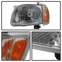XTUNE POWER 9027468 Toyota Tacoma 01 04 Crystal Headlights with Amber Corner and Side Marker Lights 6pcs Chrome