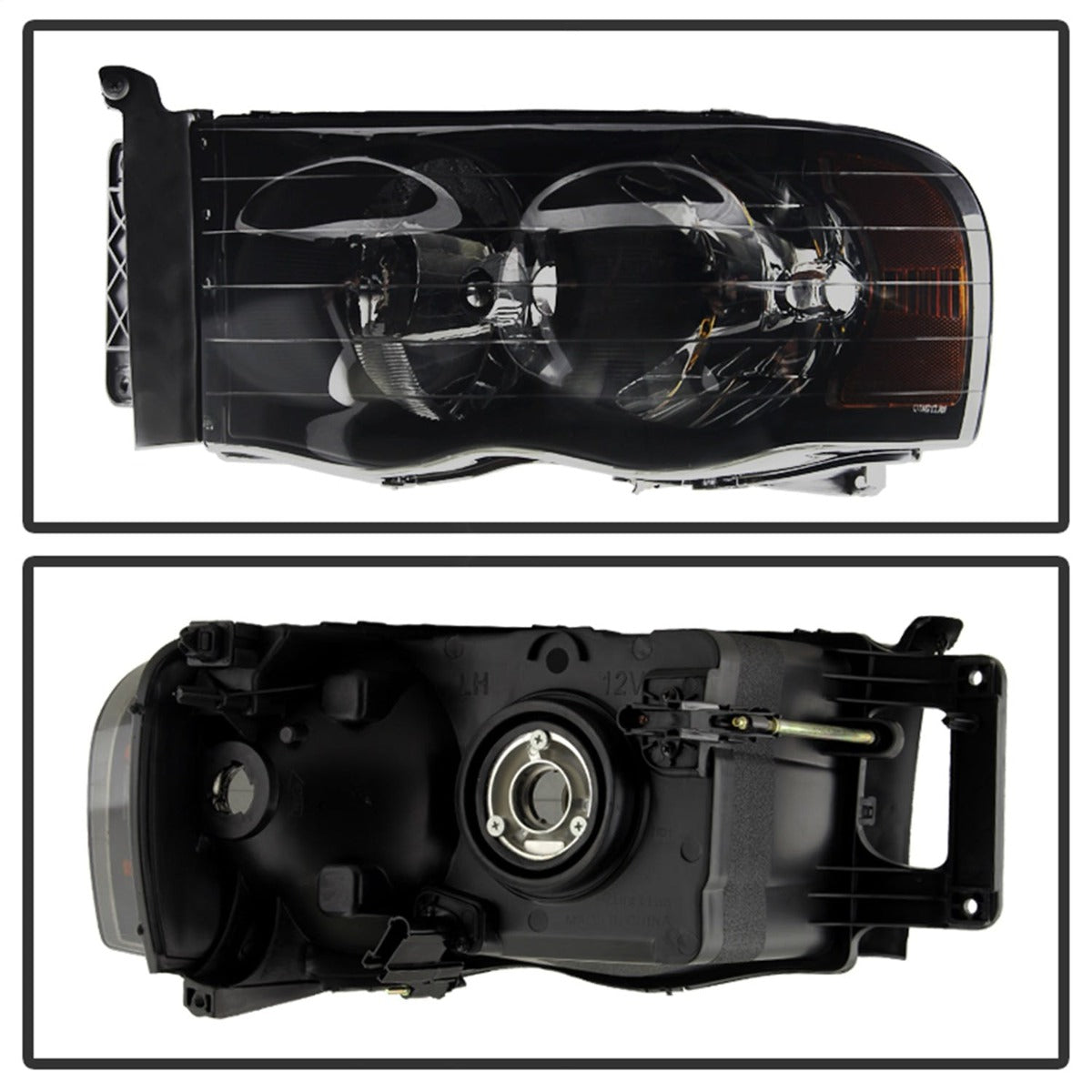 XTUNE POWER 9030352 Dodge Ram 1500 02 05 Dodge Ram 2500 3500 03 05 Amber Crystal Headlights Black Smoked