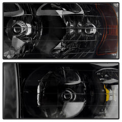 XTUNE POWER 9030352 Dodge Ram 1500 02 05 Dodge Ram 2500 3500 03 05 Amber Crystal Headlights Black Smoked