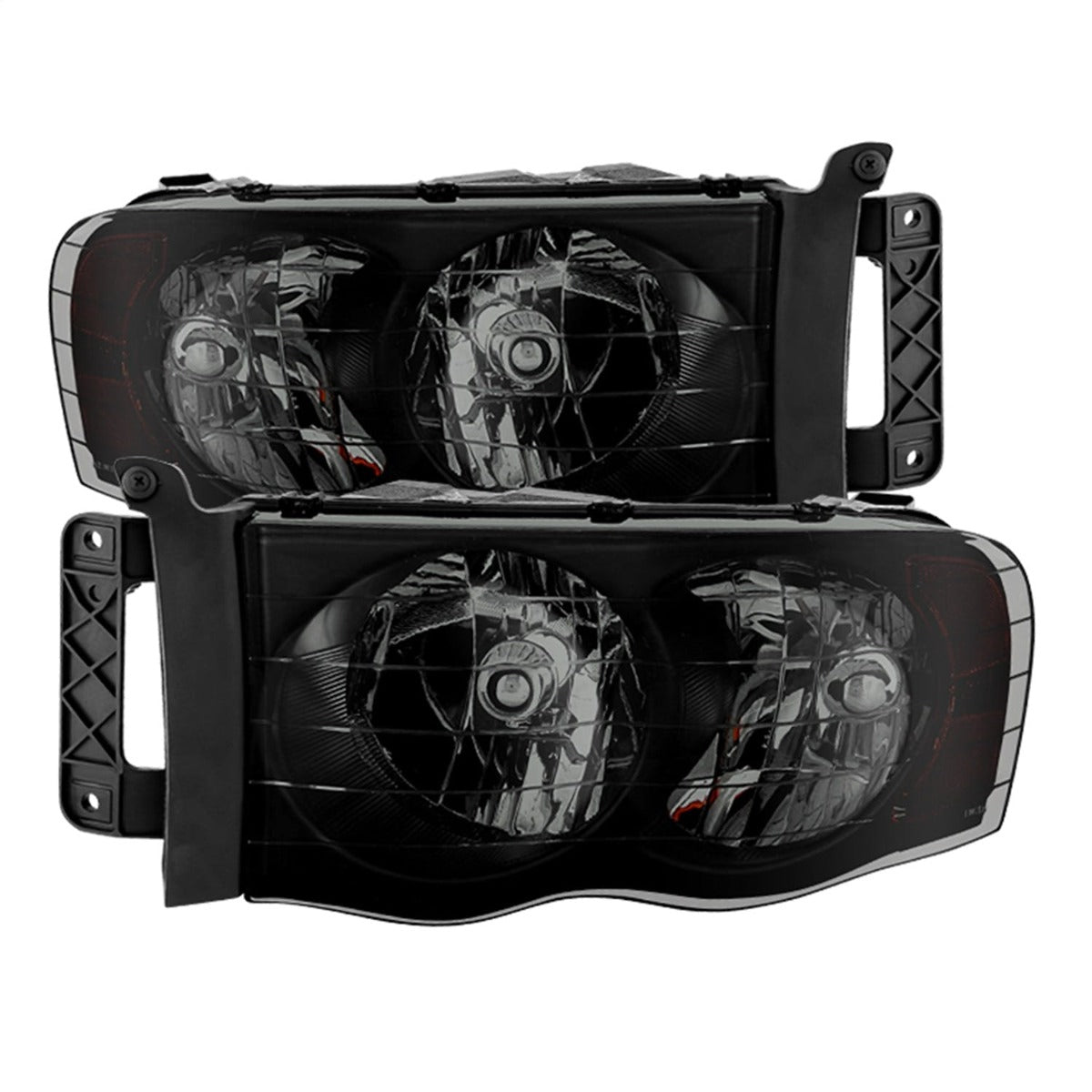 XTUNE POWER 9030352 Dodge Ram 1500 02 05 Dodge Ram 2500 3500 03 05 Amber Crystal Headlights Black Smoked