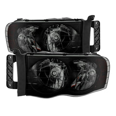 XTUNE POWER 9030352 Dodge Ram 1500 02 05 Dodge Ram 2500 3500 03 05 Amber Crystal Headlights Black Smoked