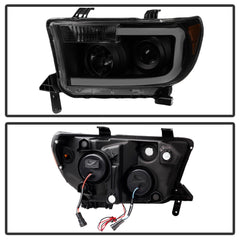 XTUNE POWER 9030413 Toyota Tundra 07 13 Toyota Sequoia 08 13 LED Light Bar Projector Headlights Black Smoked