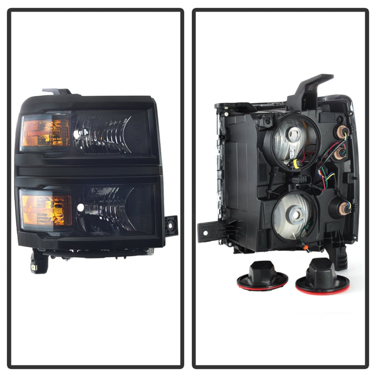 XTUNE POWER 9040085 Chevy Silverado 1500 2014 2015 (Fit 2014 new body style models only; Does not fit HD models) OEM Style Headlights Black