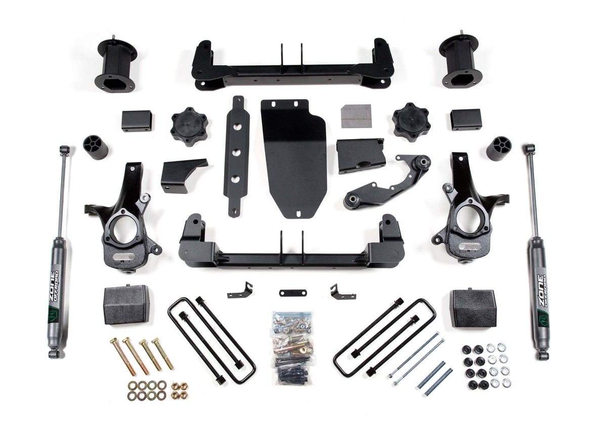 Zone Offroad 6 Suspension Lift Kit (Cast Aluminum / Stamped Steel Arms) 4 Rear Lift Block ZONC26LN