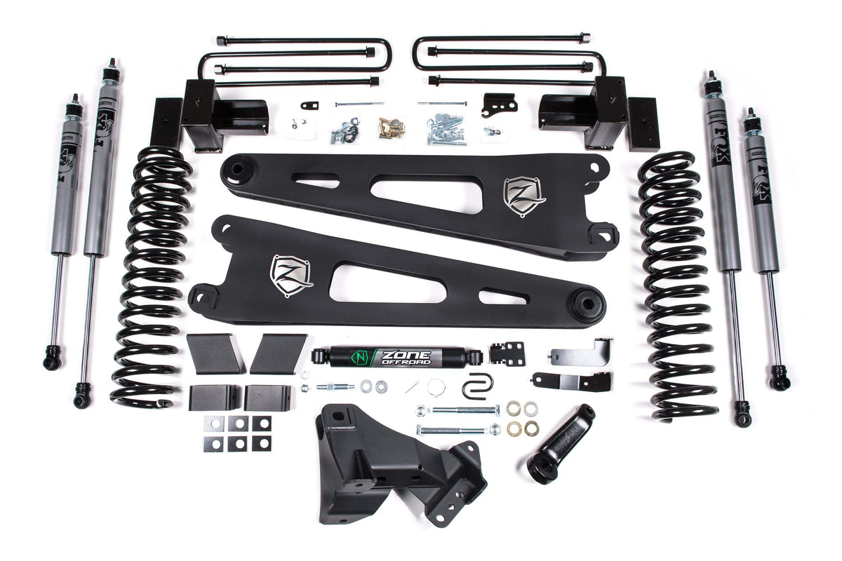 Zone Offroad Zone 4 Radius Arm Lift Kit|2 Leaf Main|FOX Adventure Shocks ZONF104F