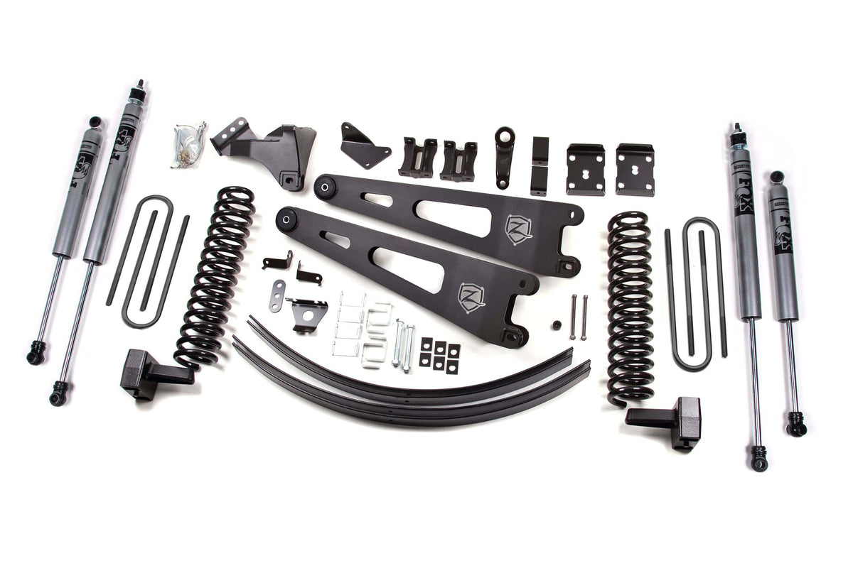 Zone Offroad 2011-2014 SD 6" Radius Arm Lift System Diesel Front Coil, Rear Block w/Overload, With/ Add A Leaf Fox Shocks ZONF31F