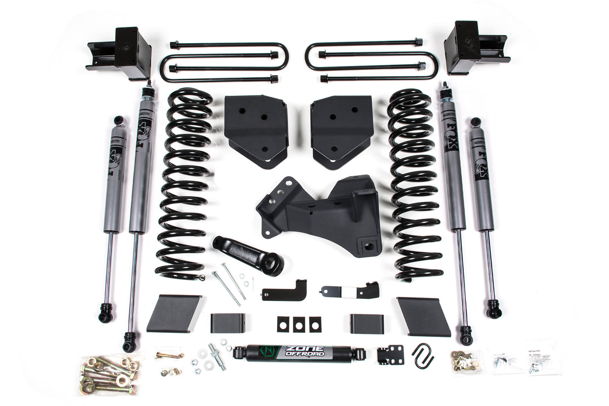 Zone Offroad Zone 4 Lift Kit 2 Rear Block Gas 2 Leaf Main - Fox Adventure Shocks ZONF49F