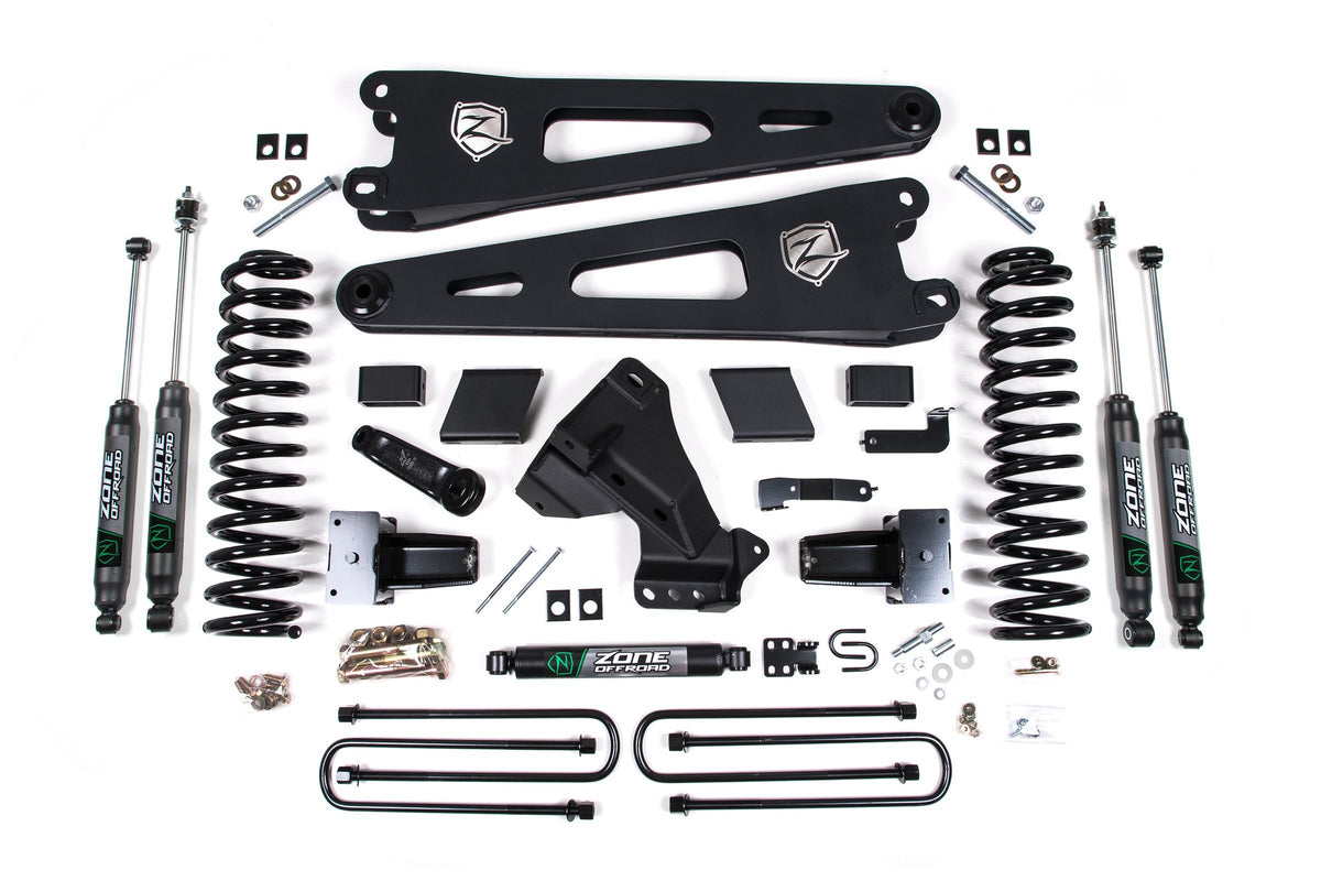 Zone Offroad 2020 F350 Dually 6 Radius Arm Suspension Lift System- Nitro Shocks- DSL ZONF69N