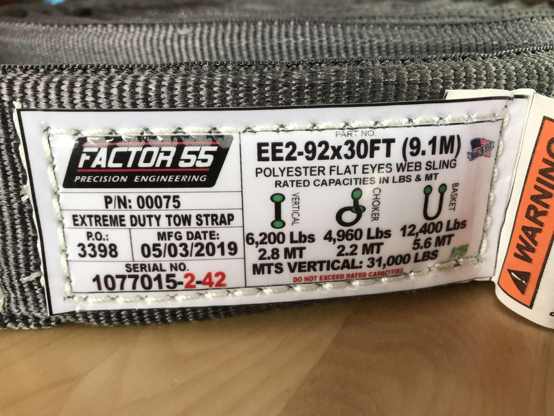 Factor 55 00075 Extreme Duty Tow Strap 30 ft.x 2 in.