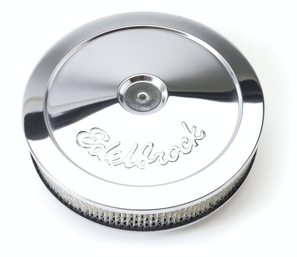 Edelbrock 1208 Pro-Flo Chrome 10 Round Air Cleaner with 2 Paper Element (Deep Flange)