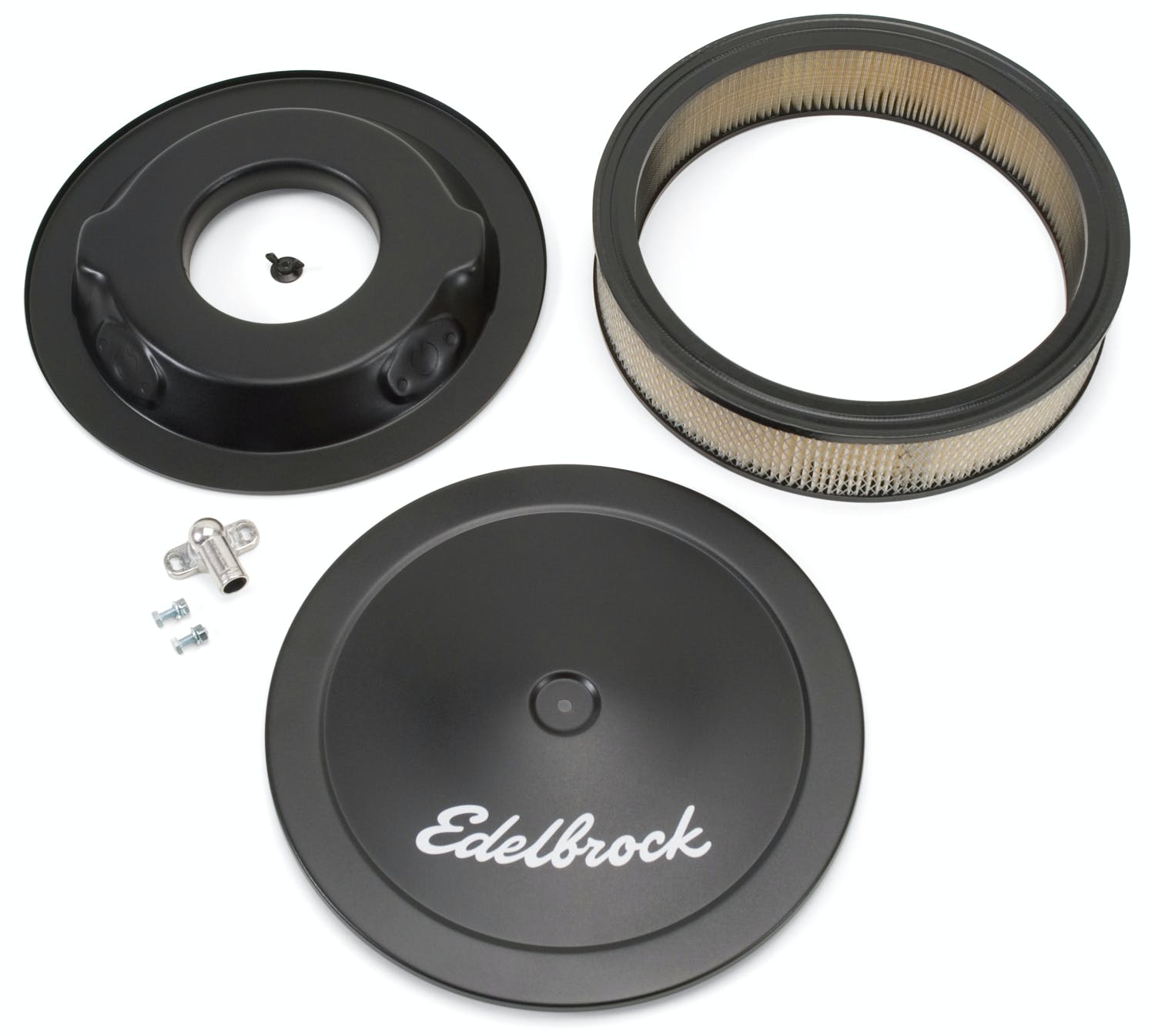 Edelbrock 1223 Pro-Flo Black 14 Round Air Cleaner with 3 Paper Element (Deep Flange)