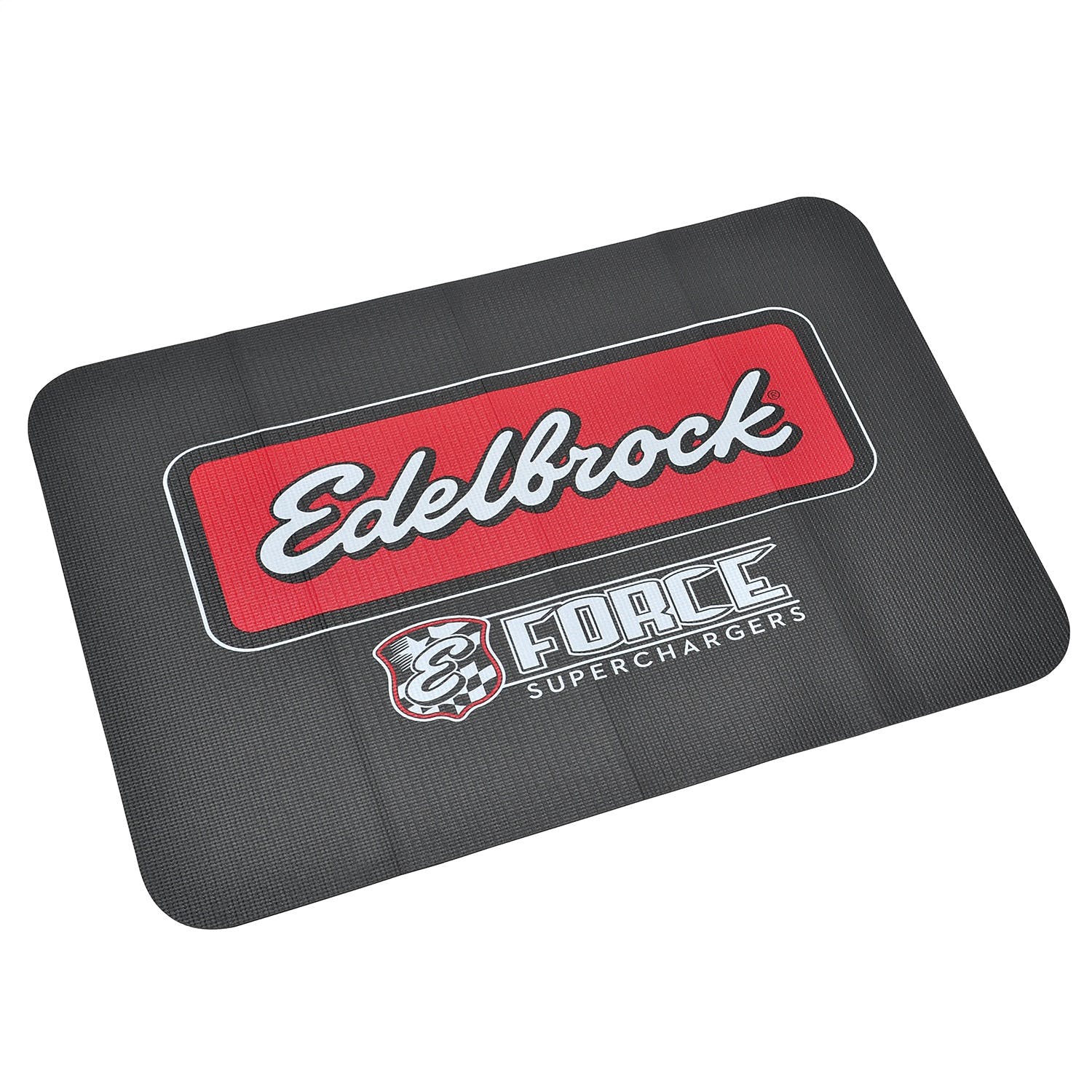 Edelbrock 2323 E-Force Fender Cover, PVC Foam Mat, 2 color printed Edelbrock Racing logo