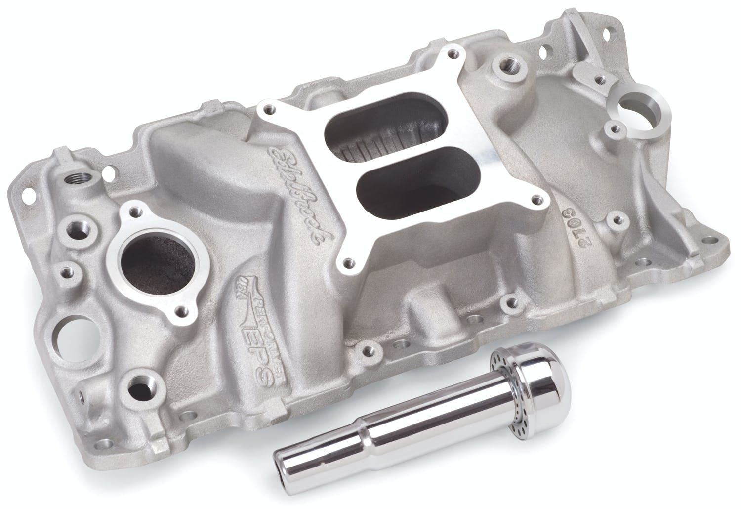 Edelbrock 2703 MANIFOLD, PERFORMER EPS SBC WITH OIL FILL TUBE and BREATHER