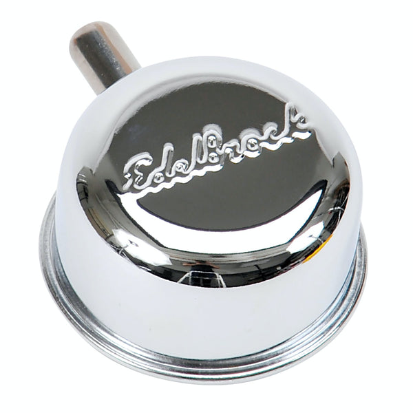 Edelbrock 4410 Signature Series Chrome Round push-in Breather with 90DEG vent Nipple