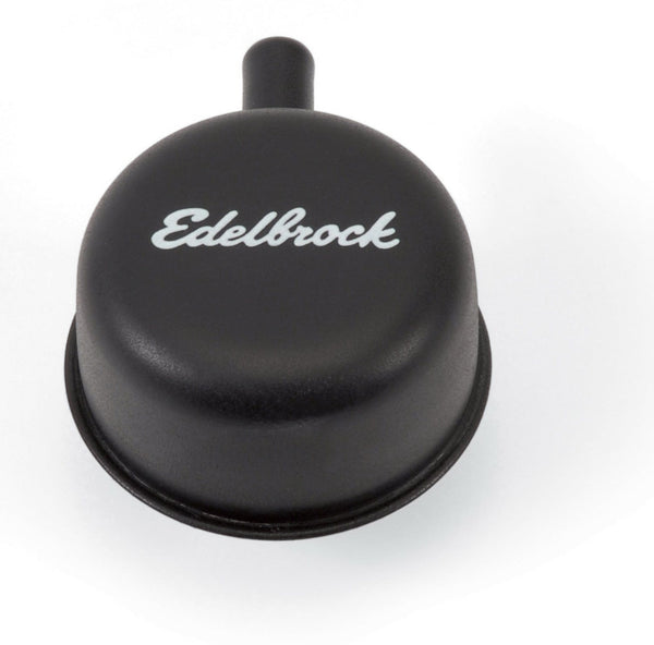 Edelbrock 4413 Signature Series Black Round push-in Breather with 90DEG vent Nipple
